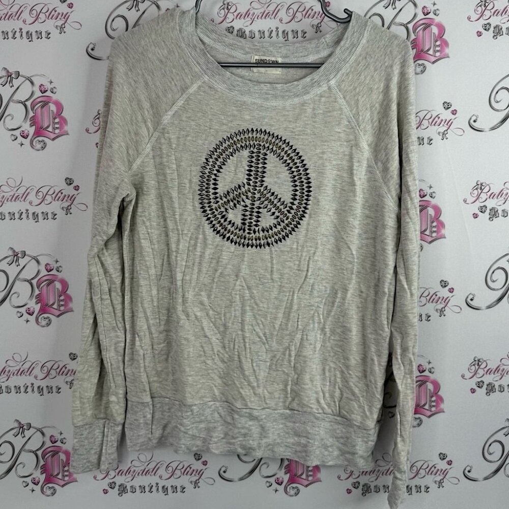 River + Sky sundown peace ☮️ sweater super soft boho Light Gray Sweatshirt